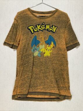 Vintage Burnout Pokemon T-Shirt Charizard Pikachu Squirtle Tissue Weight Size M